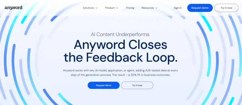 anyword ai tool dashboard