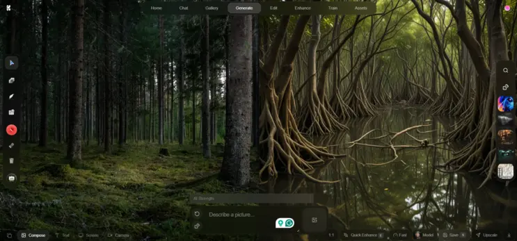 Krea AI real time text to image generator tool