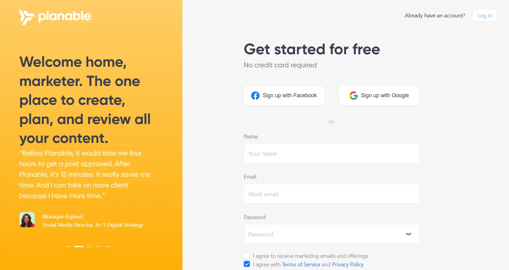 Plannable Signup Page