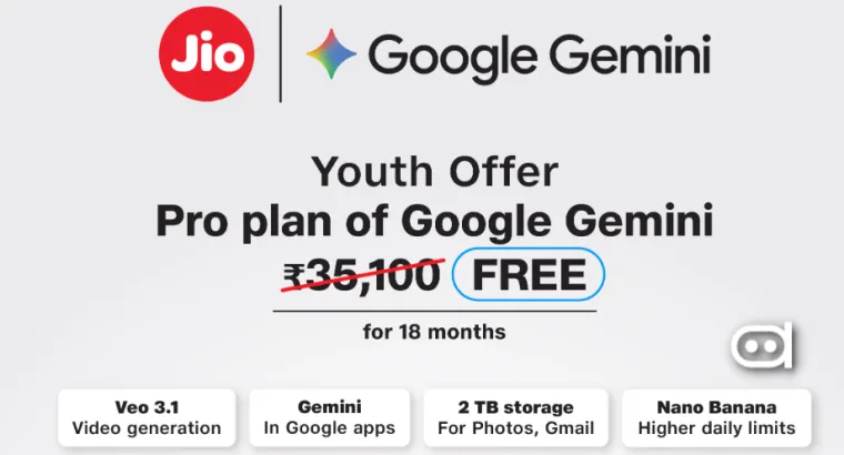 Free Google AI Pro Plan Jio