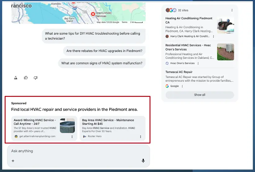 Ads inside Google Labs AI mode