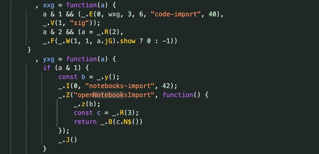 openNotebooksimport code reference