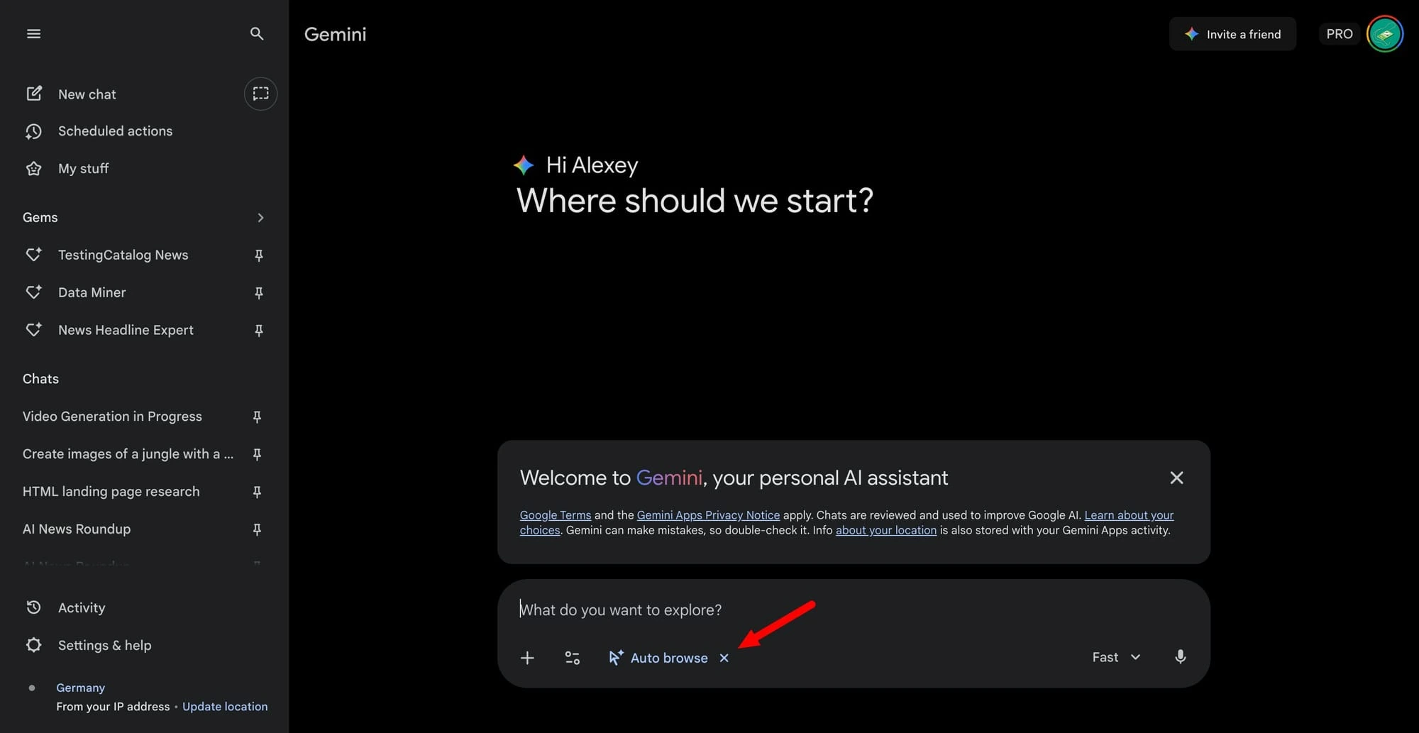 Google Gemini Auto Browse Chrome