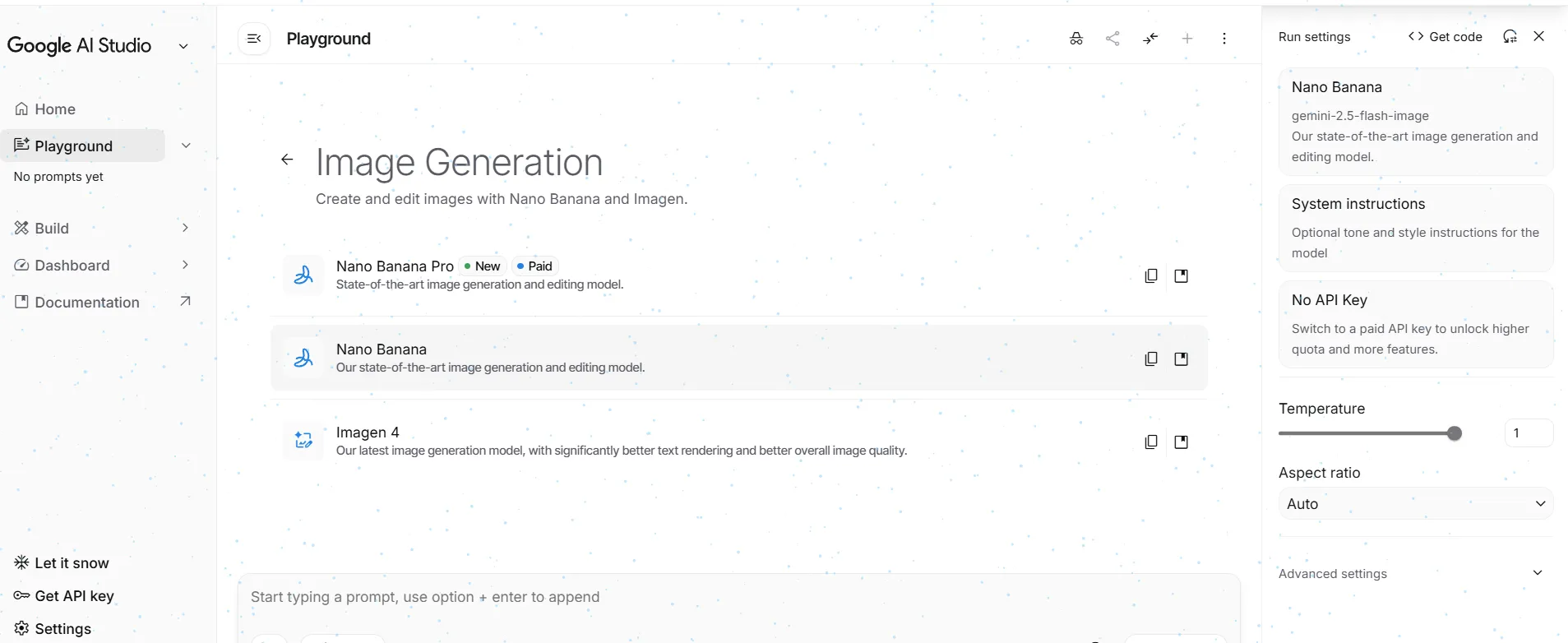 Google Nano Banana Dashbaord