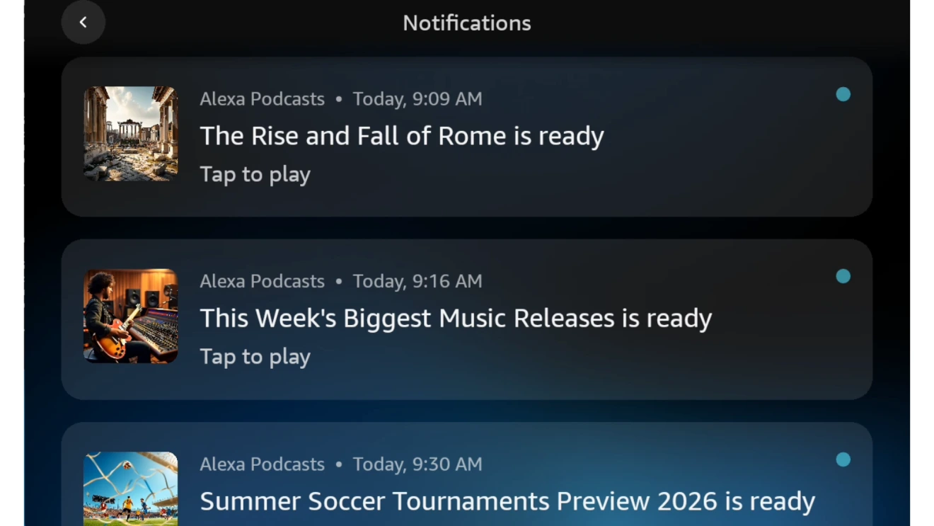 Alexa Podcasts notification