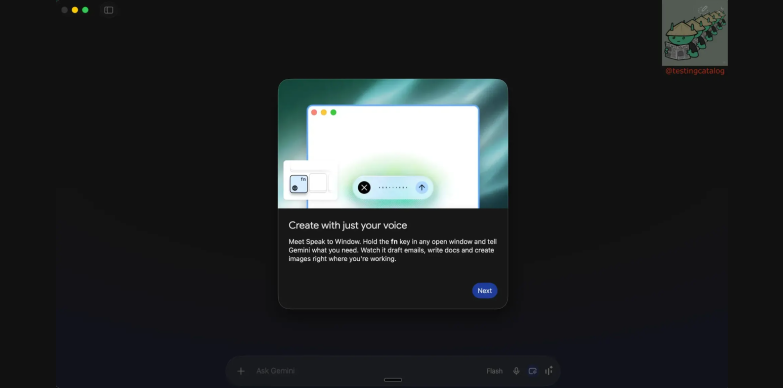 an image for speak to window feature in gemini